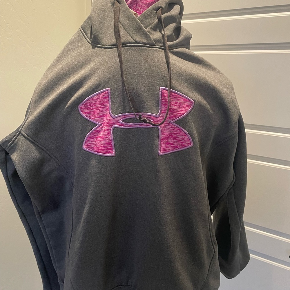Women’s Under Armour Gray Hoodie with Pink/Purple Logo